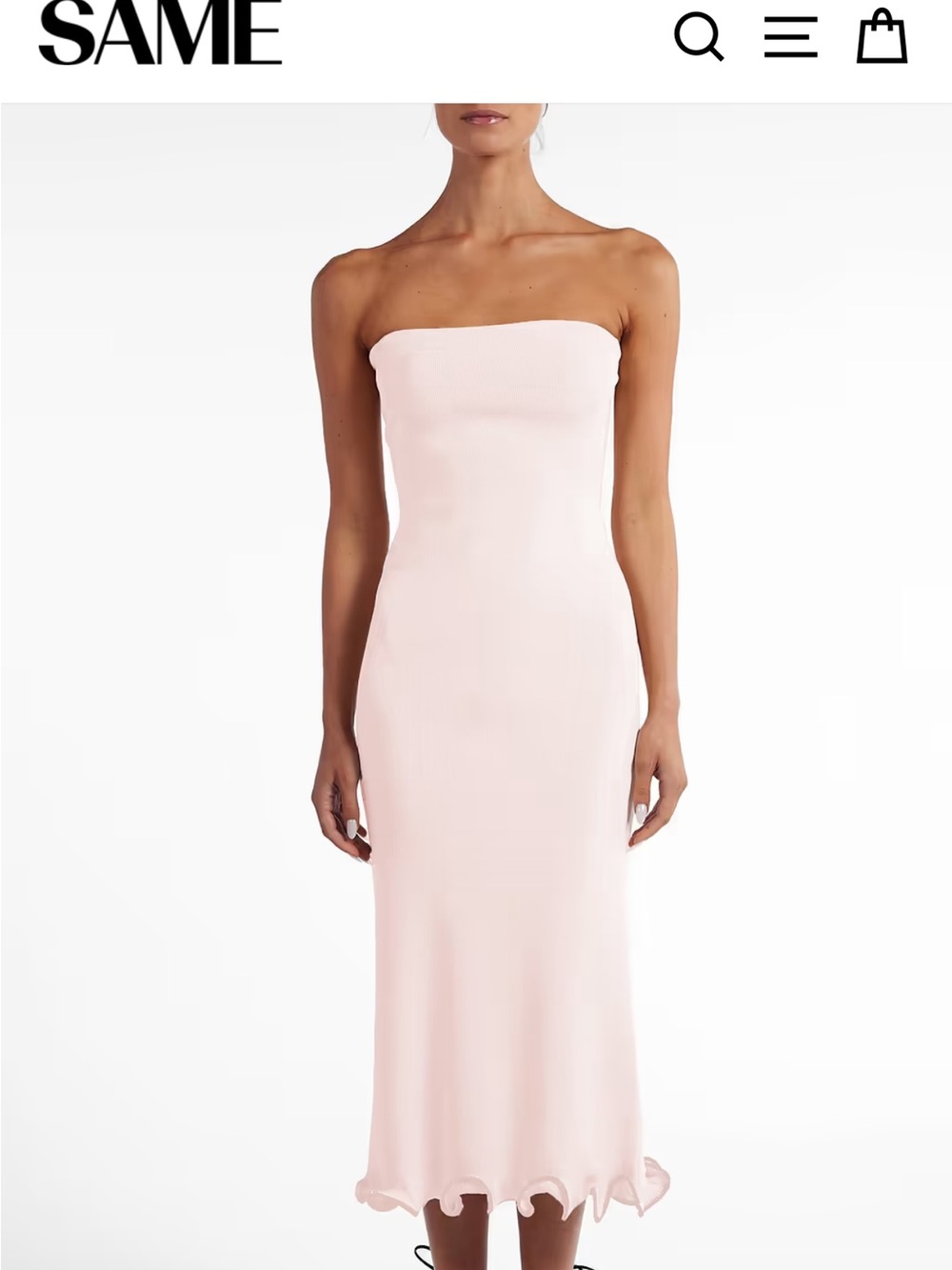 SAME Strapless Blush Midi Dress